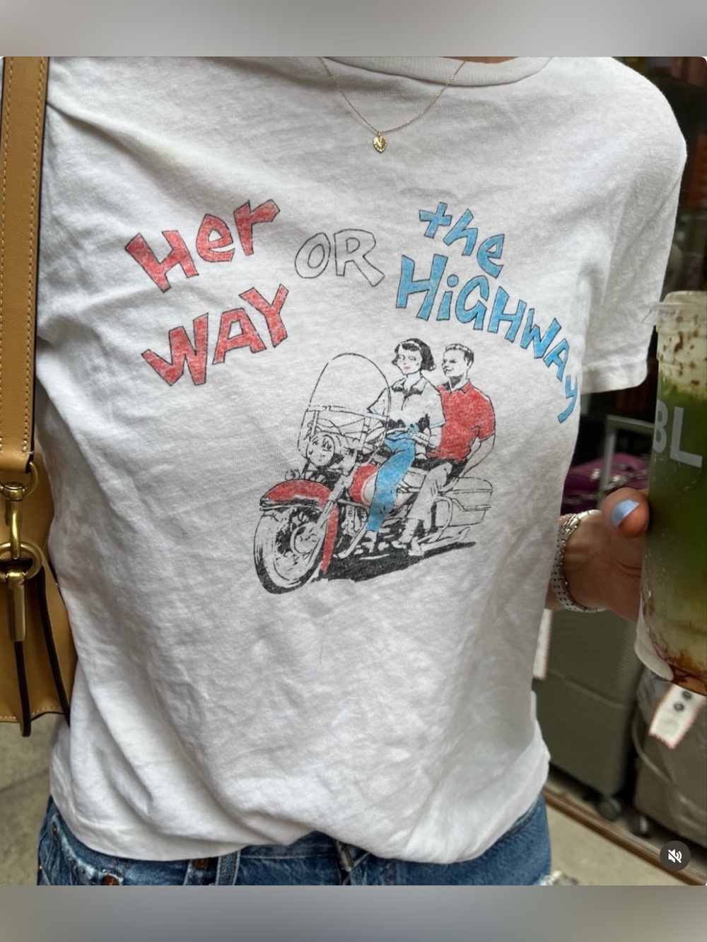 ReDone Her Way or The Highway Graphic Tee - White